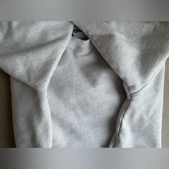 Aritzia TNA Sweatfleece Cozy Fleece Cropped Raw Hem In Light Gray Size 2XL - Picture 8 of 13